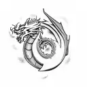 white dragon with black Pegasus  tattoo design idea