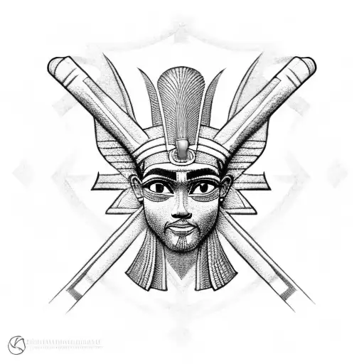 An Egyptian ankh symbol intertwined with a law scale tattoo design idea