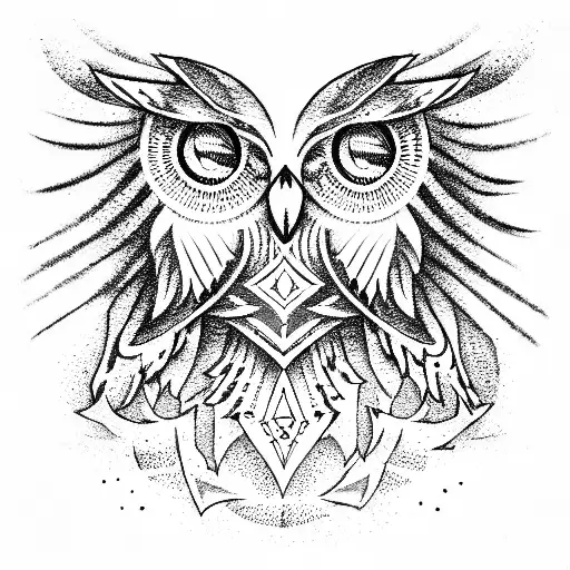 owl and masons sign tattoo design idea