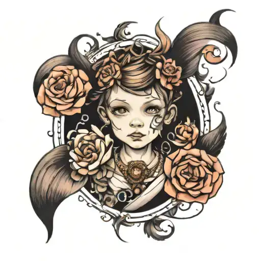 complicated child tattoo design idea