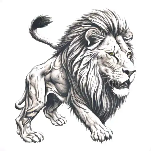 Build off lion on inner bicep sleeve tattoo design idea