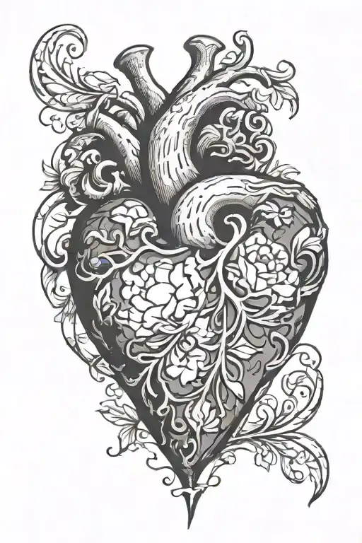stone heart  tattoo design idea
