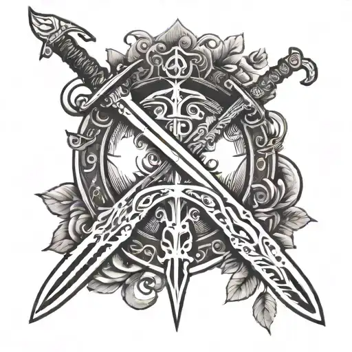 libra sword respect symbol tattoo minimal shadow tattoo design idea