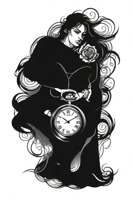 compas, pocket watch, heart shape, name written tattoo design idea