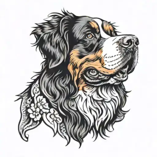 bernese mountain dog male tatoo b/w tattoo design idea