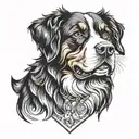 bernese mountain dog male tatoo b/w tattoo design idea