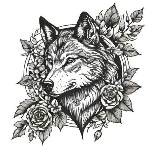 Cottagecore Wolf and Artemis inspired tattoo tattoo design idea