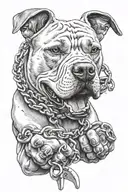 pitbull with a chain with a knuckle duster attached to it  tattoo design idea