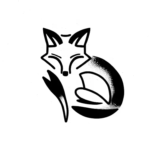 Fox curled up and sleeping  tattoo design idea