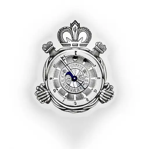 irish claddagh with a clock face in the heart reading the time 2:30 with saint christopher looking over  tattoo design idea