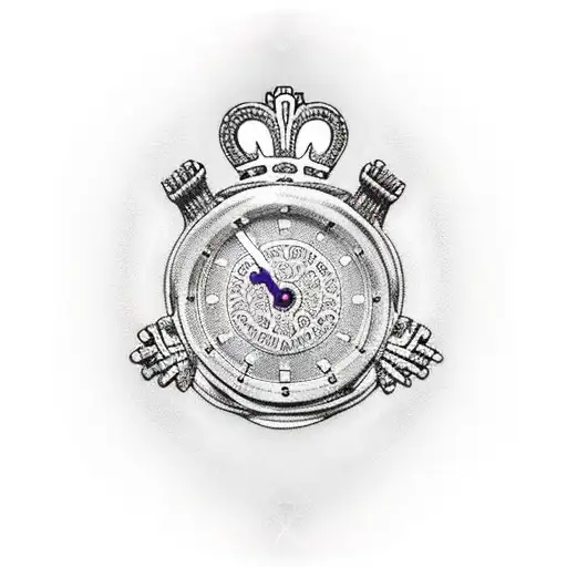 irish claddagh with a clock face in the heart reading the time 2:30 tattoo design idea