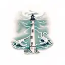 lighthouse with squid tattoo design idea