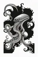 squid attacking tattoo design idea