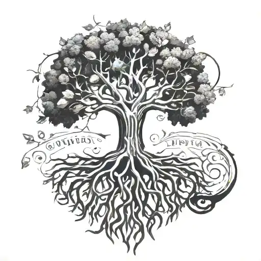 family tree roots tattoo design idea