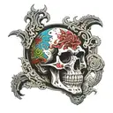 malevolent shrine sukuna qith skull surrounded tattoo design idea