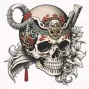 malevolent shrine sukuna qith skull surrounded tattoo design idea
