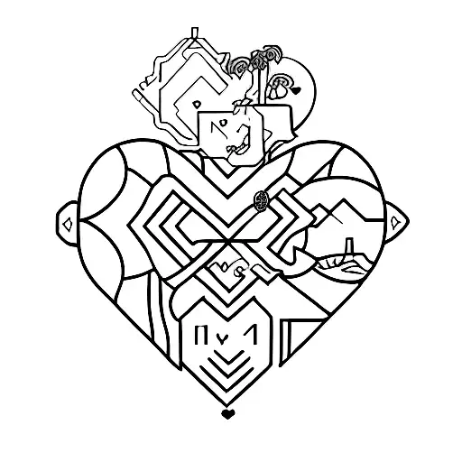 corazón E y J tattoo design idea