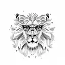 lion with eyeglasses tattoo design idea