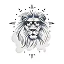 lion with eyeglasses tattoo design idea