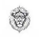 lion with eyeglasses tattoo design idea