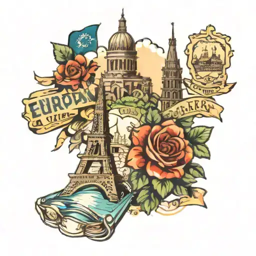 European travel themed tattoo tattoo design idea
