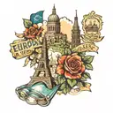 European travel themed tattoo tattoo design idea