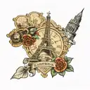 European travel themed tattoo tattoo design idea