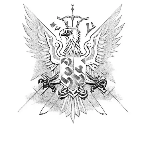 german eagle with font: vivere est militare tattoo design idea