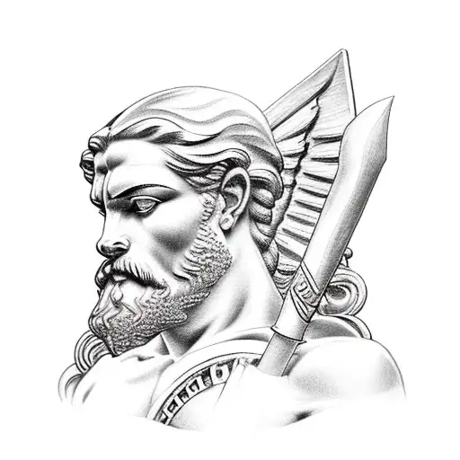 Realism Greek God And Spartan Tattoo Idea - BlackInk AI