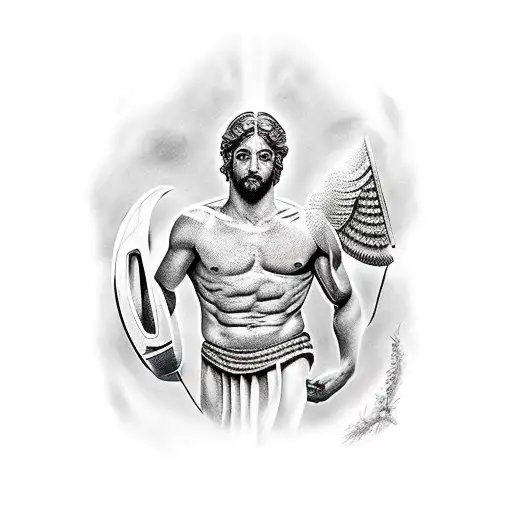 Realism Greek God And Spartan Tattoo Idea - BlackInk AI