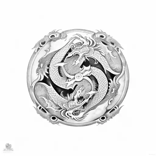 Yin and Yang dragon tattoo design idea