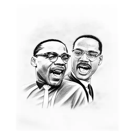 Malcolm x and Martin Luther king jr sitting down laughing smoking weed tattoo design idea