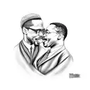 Malcolm x and Martin Luther king jr sitting down laughing smoking weed tattoo design idea