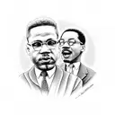 Malcolm x and Martin Luther king jr sitting down laughing smoking weed tattoo design idea