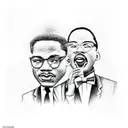 Malcolm x and Martin Luther king jr sitting down laughing smoking weed tattoo design idea