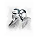 Malcolm x and Martin Luther king jr sitting down laughing smoking weed tattoo design idea
