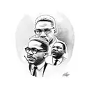Malcolm x and Martin Luther king jr sitting down laughing smoking weed tattoo design idea