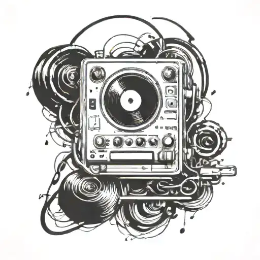 Make a tattoo that combines my interest in music production and my struggle with mental problems and gang life tattoo design idea
