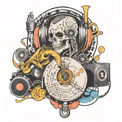 Make a tattoo that combines my interest in music production and my struggle with mental problems and drug addiction tattoo design idea