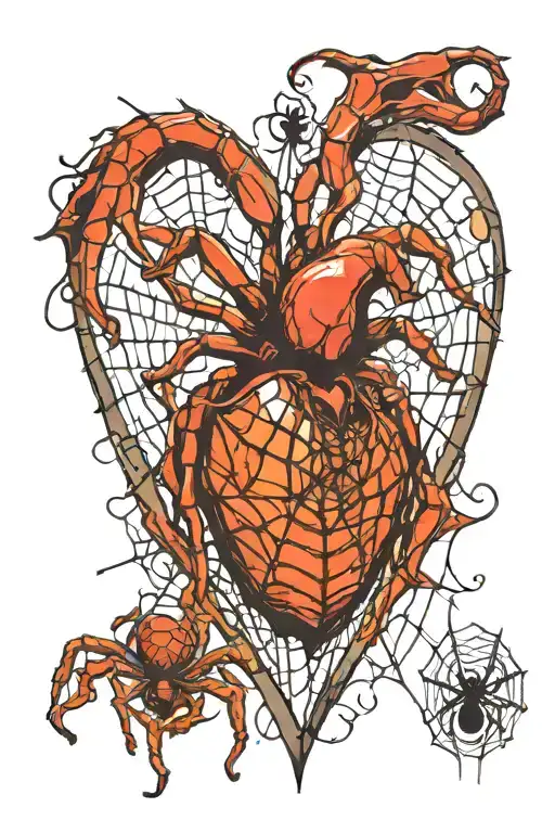heart spider web cards  tattoo design idea