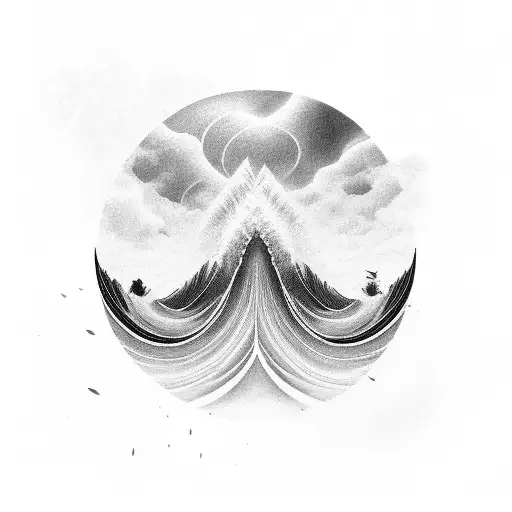 Electric waves. Vertical tattoo design idea