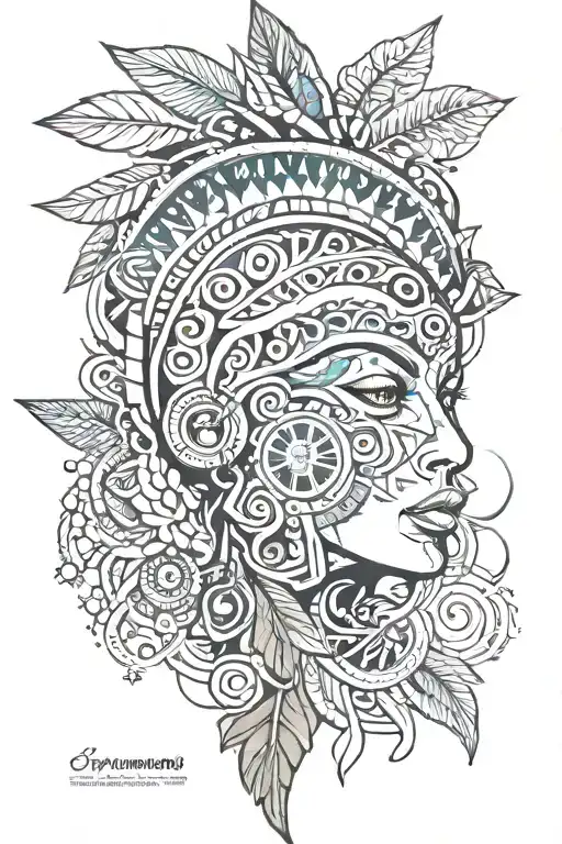 Indigenous and abstract feminist symbol incorporated tattoo design idea