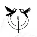 candle with bird burning and feminine tattoo design idea