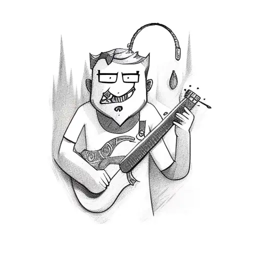 moda com guitarra e tema da série Gravity Falls tattoo design idea