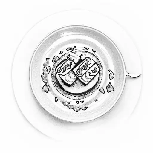 A plate of sushi with chopsticks forming a heart shape tattoo design idea