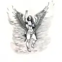 fallen Angel, Leonardo da Vinci, line work, feathered wings  tattoo design idea
