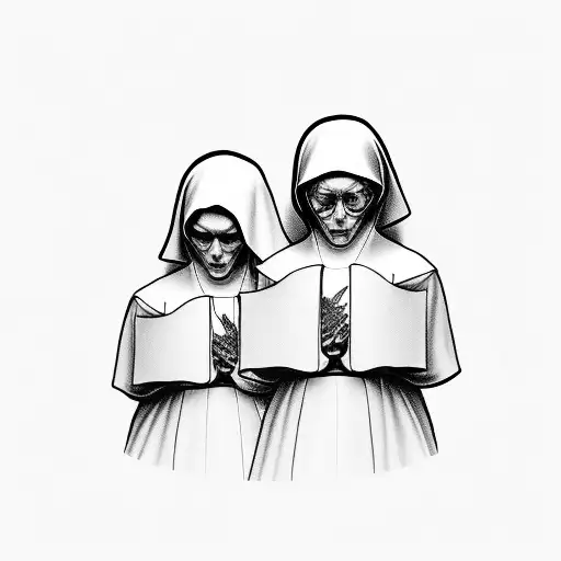 nuns toasting  tattoo design idea