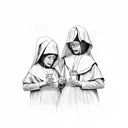 nuns toasting  tattoo design idea
