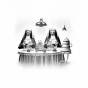 nuns toasting  tattoo design idea