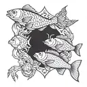 fish and a crab zodiac sign tattoo design idea
